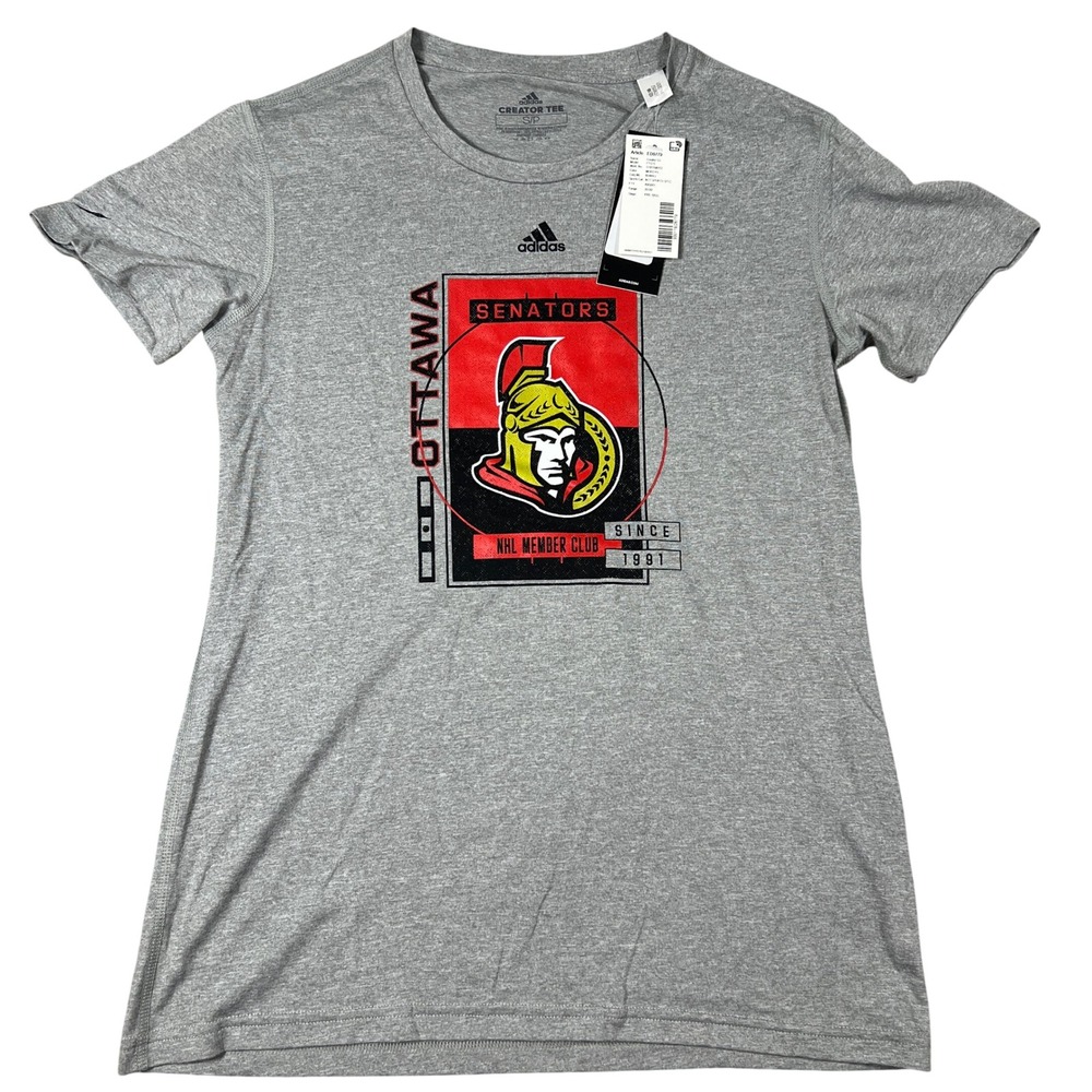 Adidas Ottawa Senators NHL Creator Tee Gray Climalite‎ Shirt Womens Small